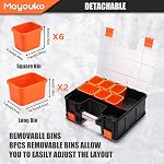 Mayouko Double Side Tool Box with Transparent Lid, 8 Movable Small Trays & Removable Dividers, Multi-Function Small Parts Organizer, for Hardware, Screws, Bricks, Nails, Jewelry and Fishing Tackle