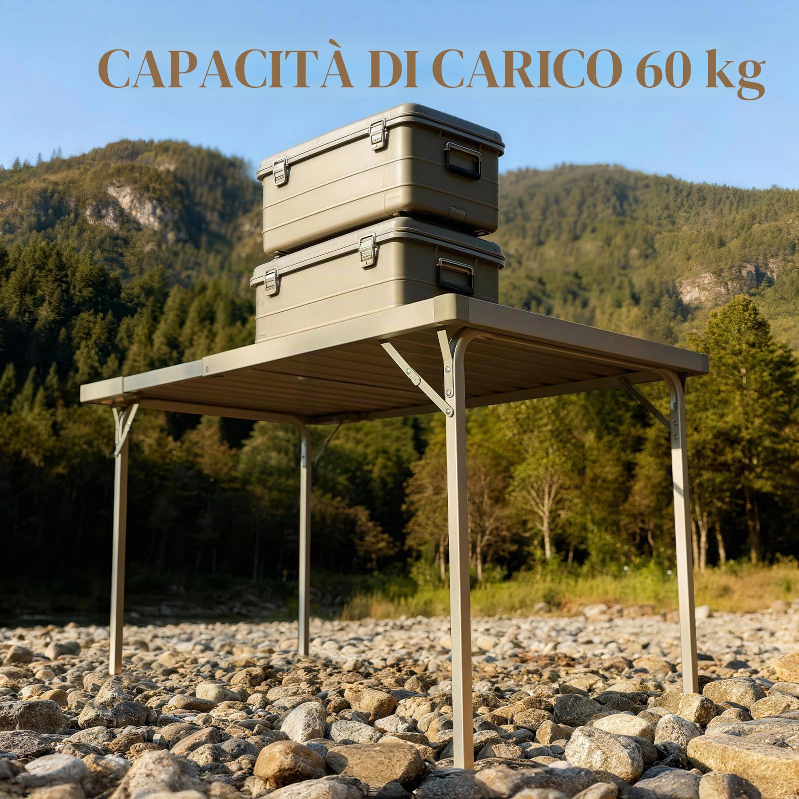 TIMBER RIDGE Tavolo da campeggio pieghevole 94/129 x 70 cm tavolo da giardino allungabile per 4-6 persone tavolo in alluminio regolabile in altezza con borsa da trasporto per picnic e outdoor