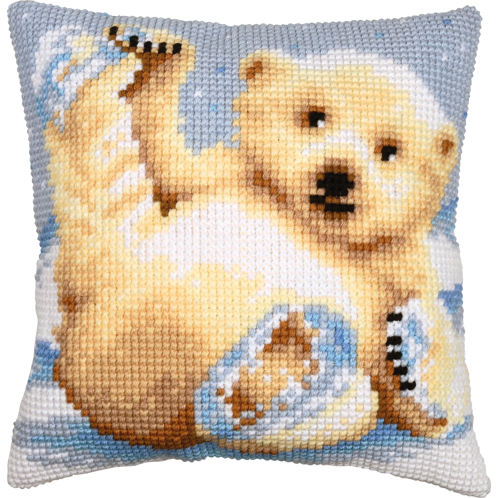 VERVACO Cross Stitch Cushion Kit Small Polar Bear Embroidery Set Beginners Decorative Gobelin Cushions 40 x 40 cm Accessories for Crafts DIY Home Decor Hobby Adults Cross Stitch