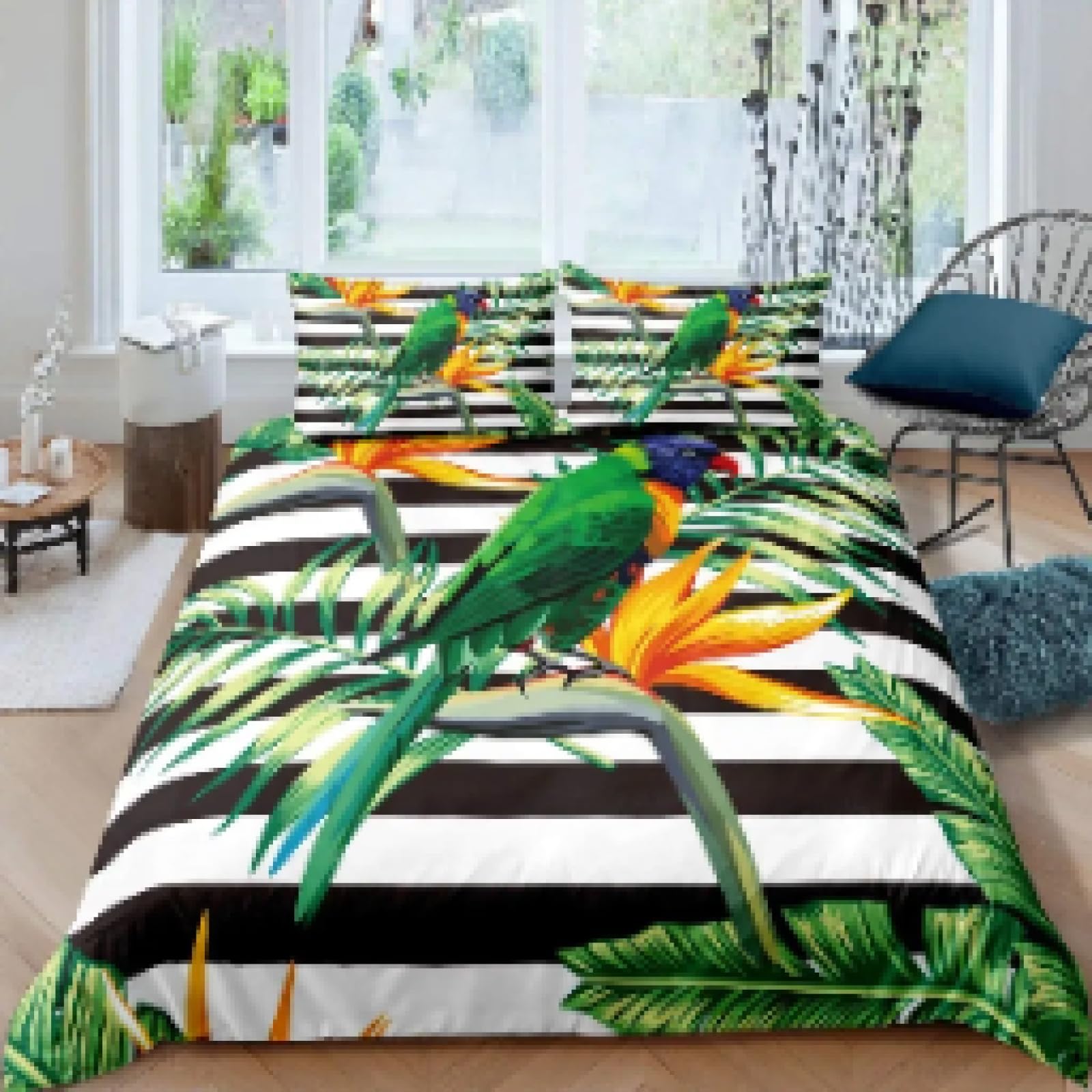 Housse de couette 140x200 perroquet pour créer une chambre jungle chic