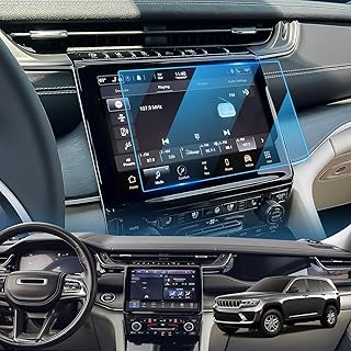 LFOTPP 2023 Grand Cherokee L Screen Protector Uconnect 10.1 Screen Protector for Jepe Grand Cherokee L(2021-2023), Chrysler Pacifica(2021-2023),Dodeg Durango(2021-2023) Navigation Screen Protector Fit (Altitude/Limited/Overland/Summit/Summit Reserve) Jepe Grand Cherokee L Accessories Glass Info Grand Cherokee L Center Touchscreen Scratch-Resistant