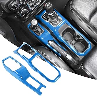 RT-TCZ Center Console Gear Shift Panel Trim Cover 4WD Four Wheel Drive Cup Holder Panel Trim Cover Decoration Interior Accessories for Jeep Wrangler JL JLU & Gladiator JT 2018-2022,Light Blue