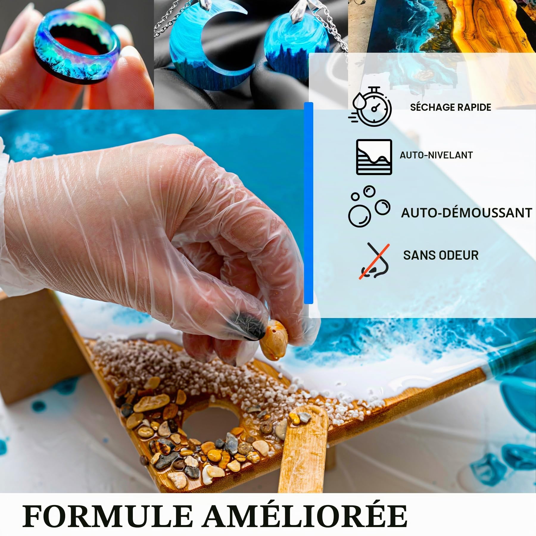 Epoxy Résine Transparente Sans Bulles - 4.4L / 5kg avec Pompe pour Art, Bijoux, Revêtement, Coaster, Bois