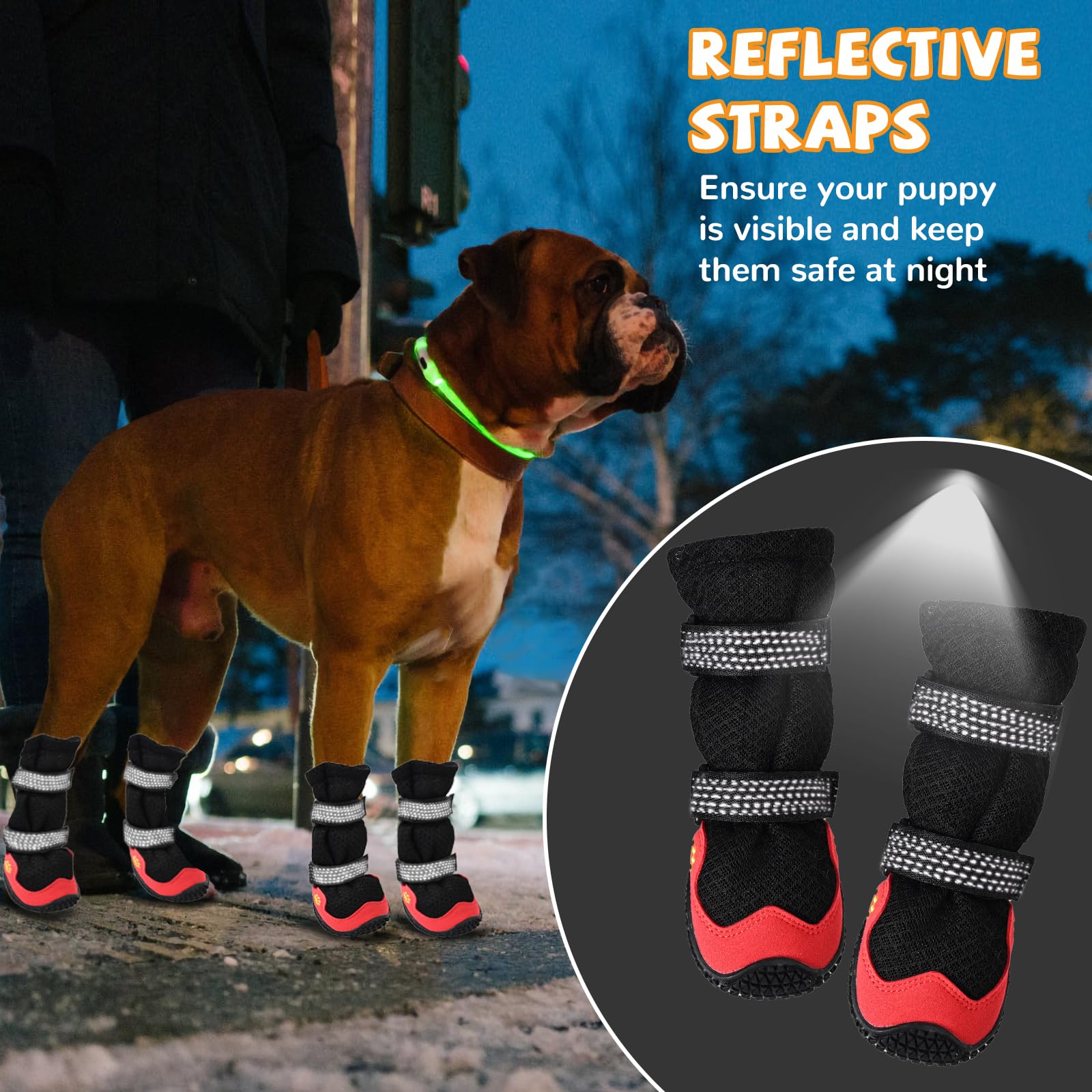 Chaussures pour chiens de taille moyenne et grande - Chaussures respirantes pour trottoir chaud, bottes pour chien et protections de pattes pour éviter le léchage - Bottes antidérapantes avec