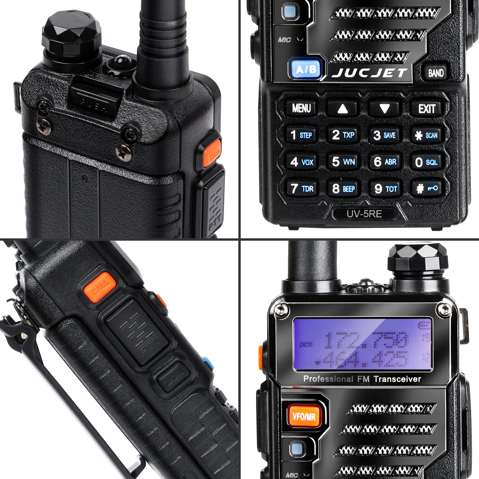 5RE M ricetrasmittenti radioamatoriali portatili, serie 5RE aggiornata, pannello frontale stile metallo, 128 canali, One-Key Frequency Match, compatibile con impostazioni UV-5R e 5RE, confezione da 2