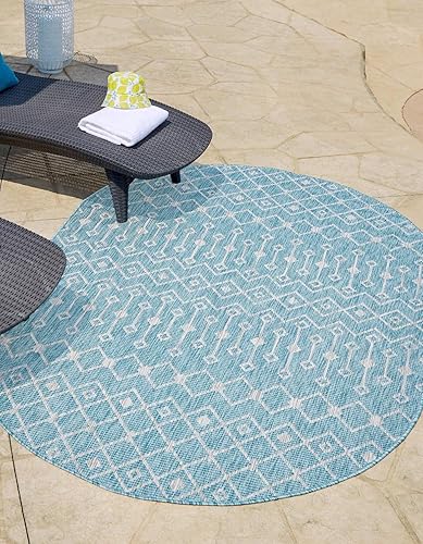 Vista 290 de Unique Loom Alfombra Colección enrejado Marroquí Celosía Transicional Interior y Exterior, Polipropileno Gris carbón/natural