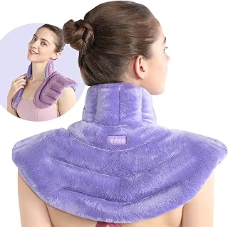 SuzziPad Microwave Heating Pad for Neck and Shoulders, Microwavable Heated Neck Wrap Warmer with Moist Heat, Herbal Lavender Aromatherapy, Hot & Cold Compress, Ideal for Mother's Day