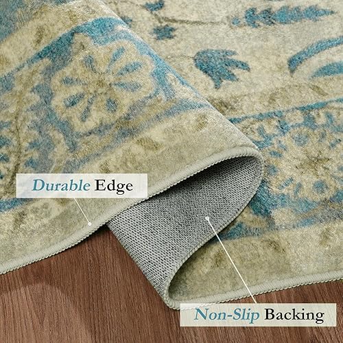 Miniatura 5 de CHICHIC Alfombra de área lavable de 5 x 7 pies, alfombra de área grande de estilo bohemio, con acento oriental, antideslizante, suave, vintage, para
