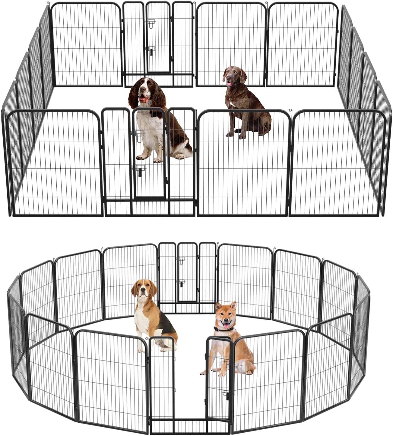 FDW Dog Playpen Dog Pen Dog Kennel 24 Panels 40 Inch Hight Indoor Outdoor Folding Metal Portable Puppy Exercise Pen Heavy Duty Dog Fence for Yard Camping,Black