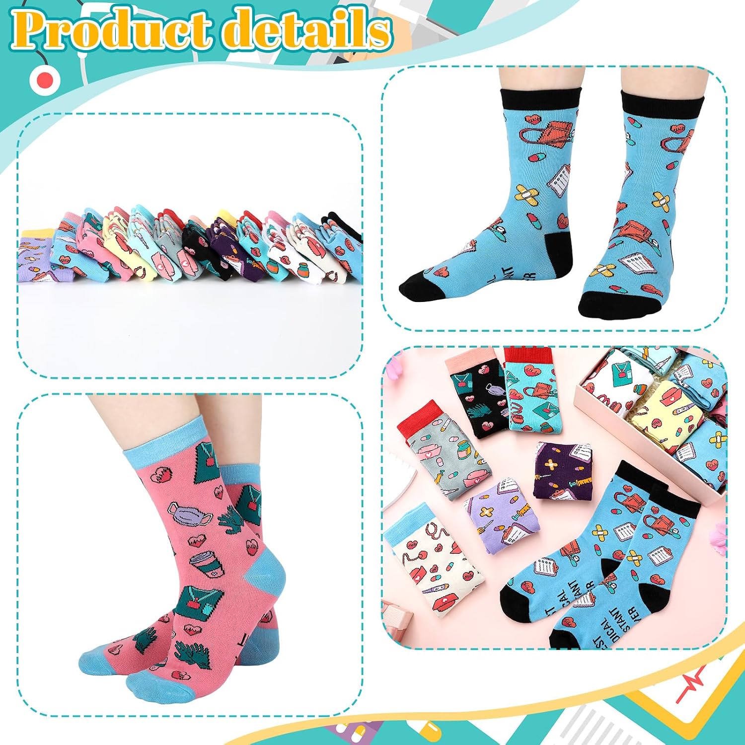 Chicingyou Christmas Gifts Socks Bulk Novelty Funny Cotton Socks for Doctors Nurse Gift