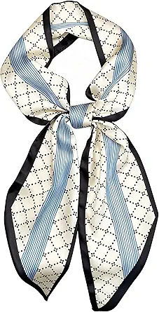 Clysoru Satin Neck Scarf for Women Printed Hair Scarves Bag Scarfs Fashion Elegant Oblique Angle Design 59
