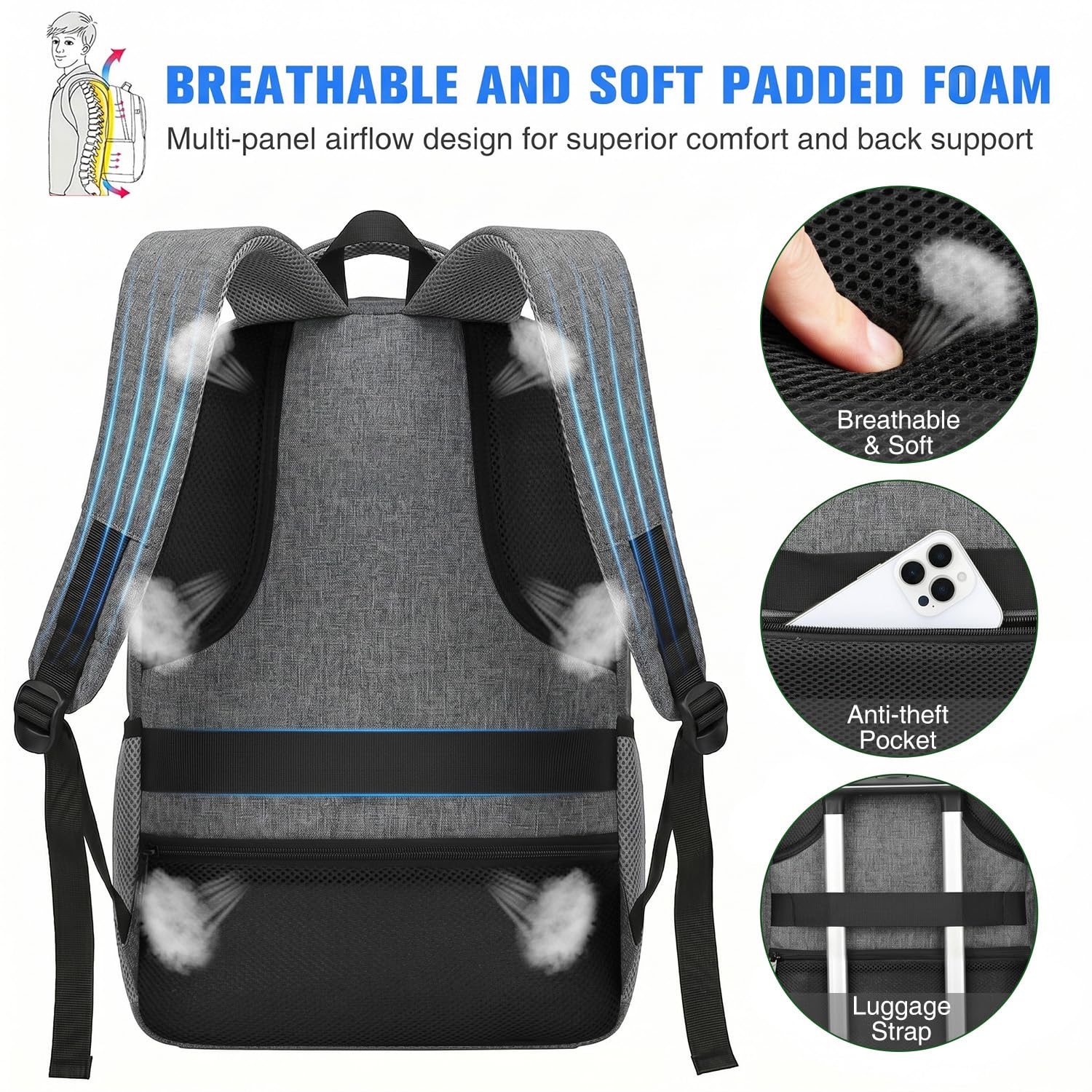Paude Mochila para ordenador portátil de 17,3 pulgadas, mochila escolar grande para adolescentes y adultos, mochila de trabajo para estudiantes de secundaria, universitarios y profesionales