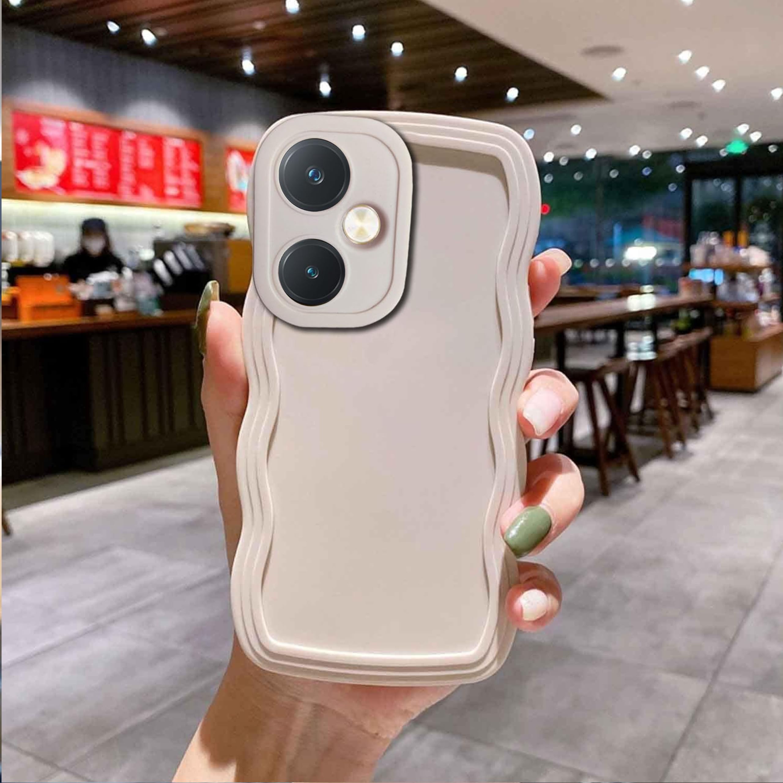 KC Back Cover for Vivo Y27 - Curly Wave Shape Shockproof Bumper Soft Silicone Case with Camera Protection (Off-White) (B0CNT1J7ZB) Amazon Price History, Amazon Price Tracker