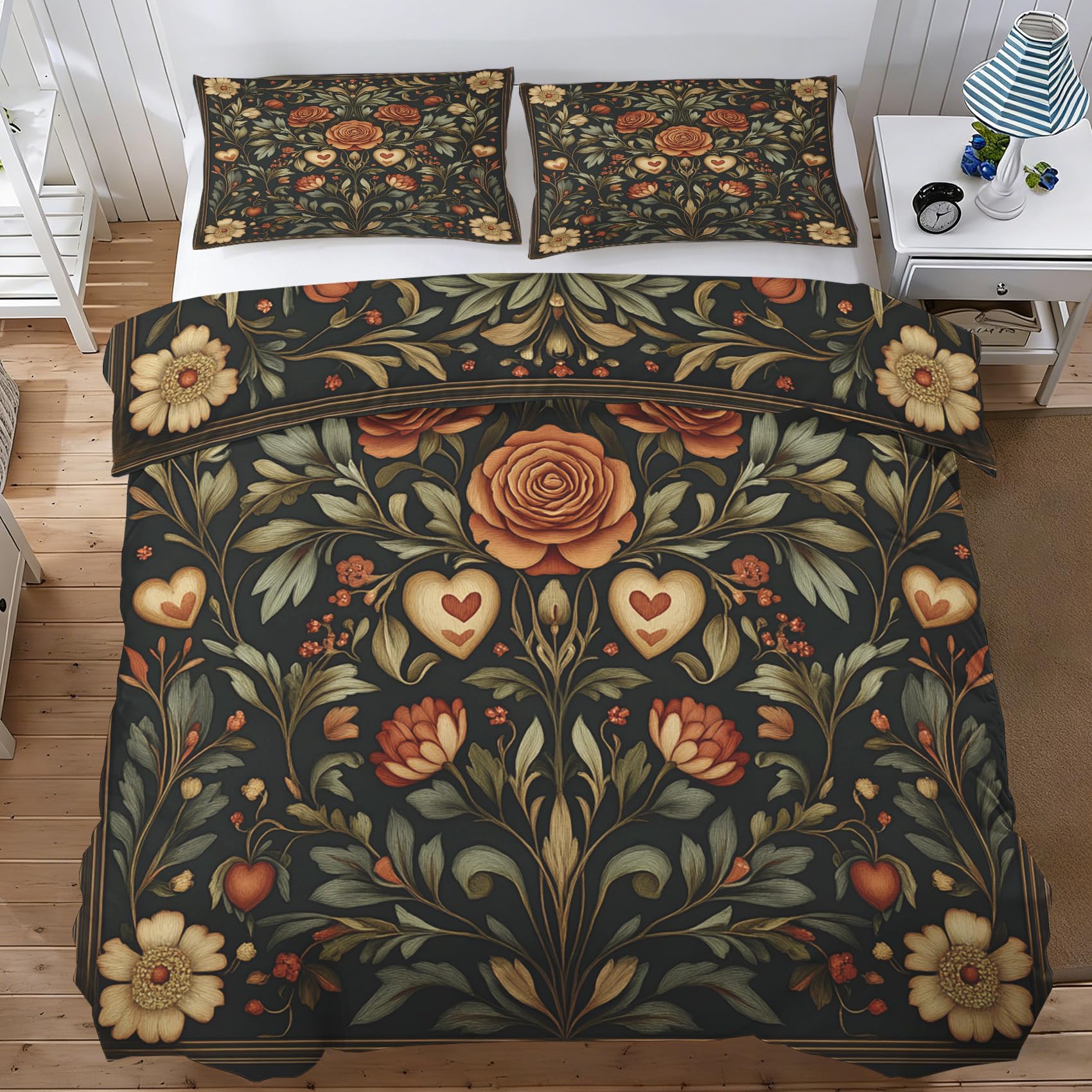 Housse de Couette 200x200 William Morris Parure Vintage Microfibre Premium wl53