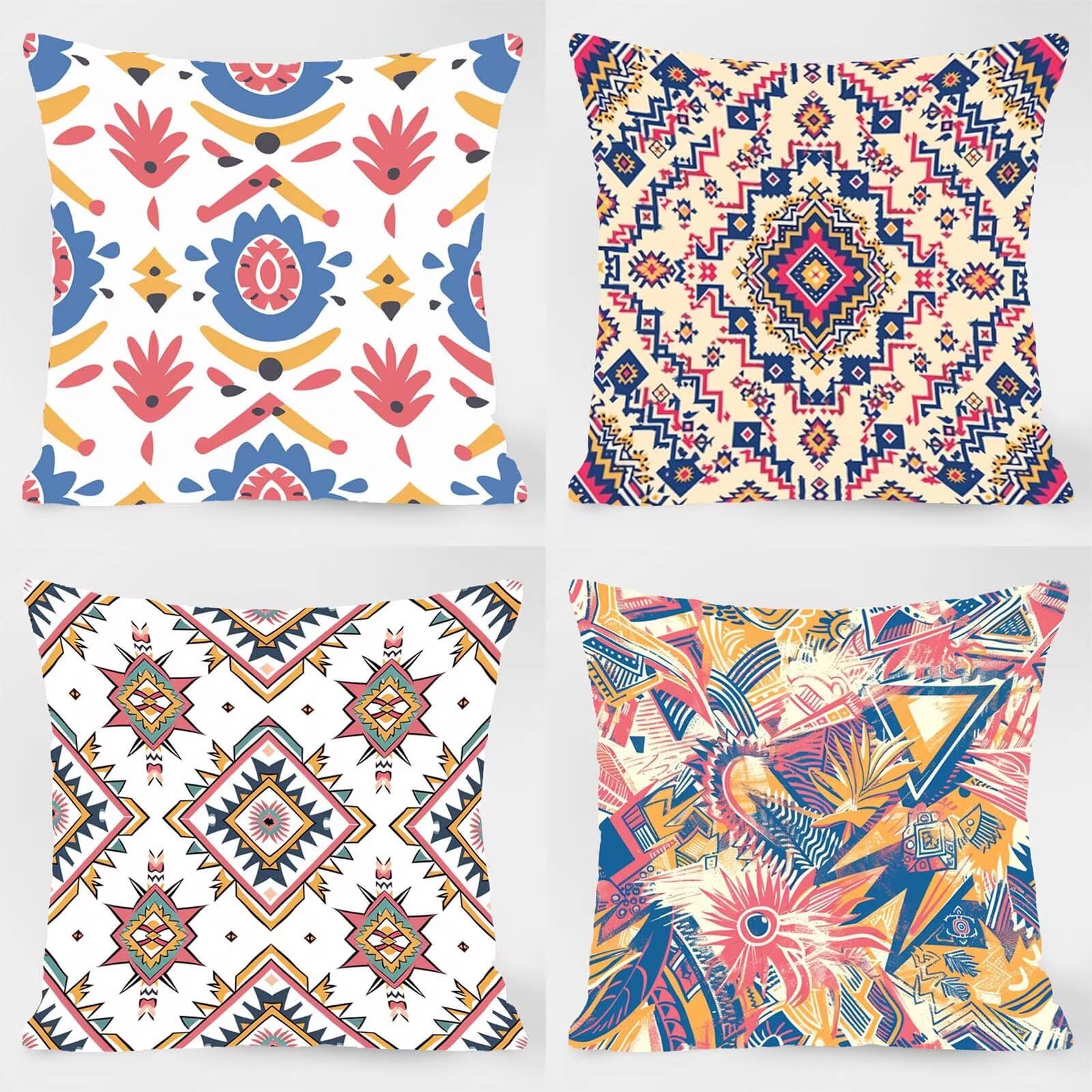 BZ-11804 - Fundas de cojín impermeables para exteriores, 24 x 24 pulgadas, paquete de 4 fundas de almohada decorativas modernas para muebles de jardín, granja, patio, balcón, sofá, almohadas duraderas