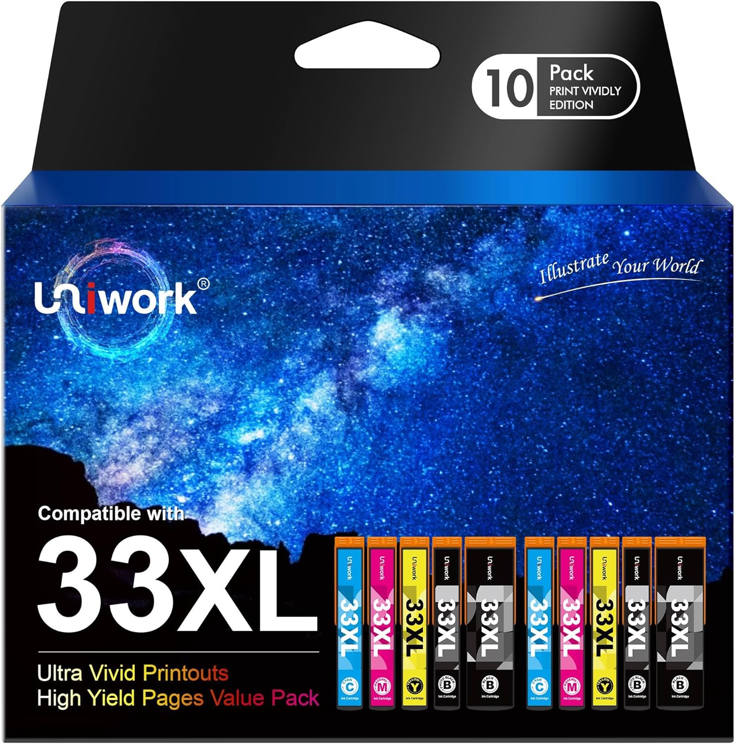33XL Lot de 10 Cartouches d'encre compatibles avec Epson Expression Premium XP-7100 XP-540 XP-530 XP-640 XP-830 XP-900 XP-630 XP-635 XP-645 (Noir, Photo Noire, Cyan, Magenta, Jaune) - Amazon product rated Grade B