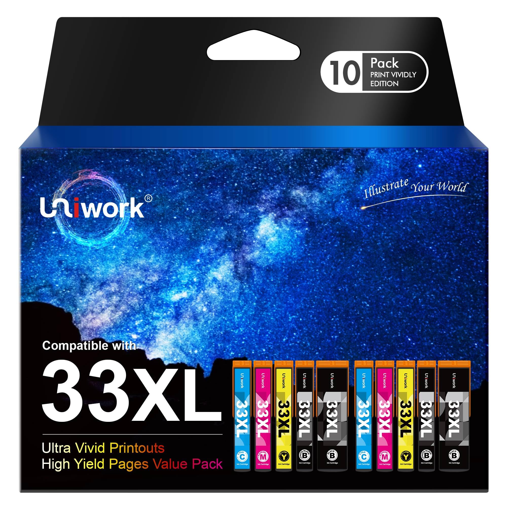 33XL Multipack Druckerpatronen Kompatible für Epson Expression Premium XP-7100 Patronen XP-540 XP-530 XP-640 XP-830 XP-900 XP-630 XP-635 XP-645 (Schwarz, Foto Schwarz, Cyan, Magenta Gelb, 10er-Pack)