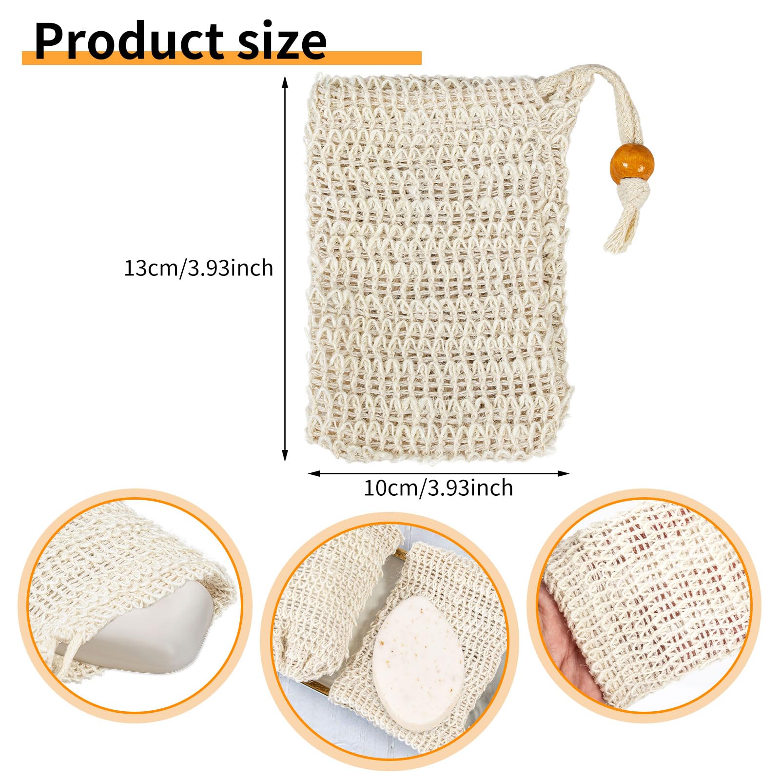 Sacchetti Di Sisal Per Sapone - Con Coulisse | 10 Pezzi | Naturali E Riutilizzabili - Foto 9