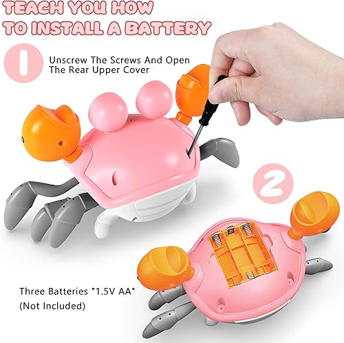 Miniatura 6 de Juguete de cangrejo gateador para bebés, divertido, interactivo, para tiempo de reposo bocabajo, bailar, caminar, moverse, juguete sensorial de