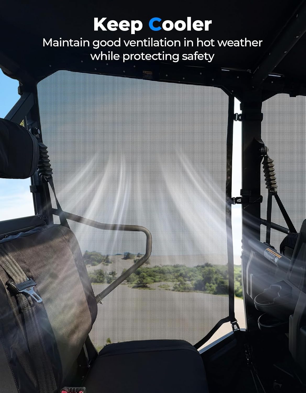 KEMIMOTO Side Window Net Door Windshield Mesh Compatible with Tracker 800SX Crew 2020+ Anti-UV Dust-proof UTV Ventilated Sun Protection Shield Protective Doors