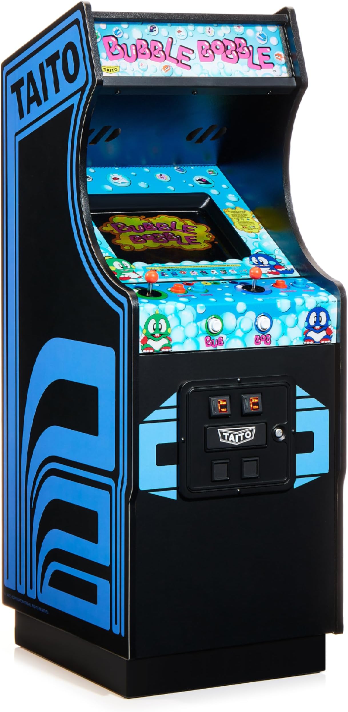 Numskull Quarter Arcades Bubble Bobble Collector's Edition Mini Arcade - 1/4 Scale Authentic Wooden Replica, Original ROM, Rechargeable Battery & 3W Speakers for Retro Enthusiasts