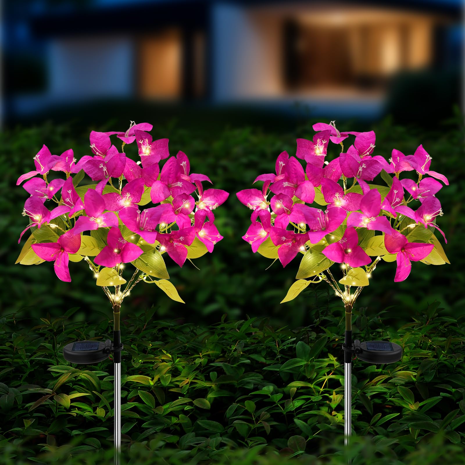 Joyoldelf 2 Pack Purple Bougainvillea Solar Lights for Outdoor Garden