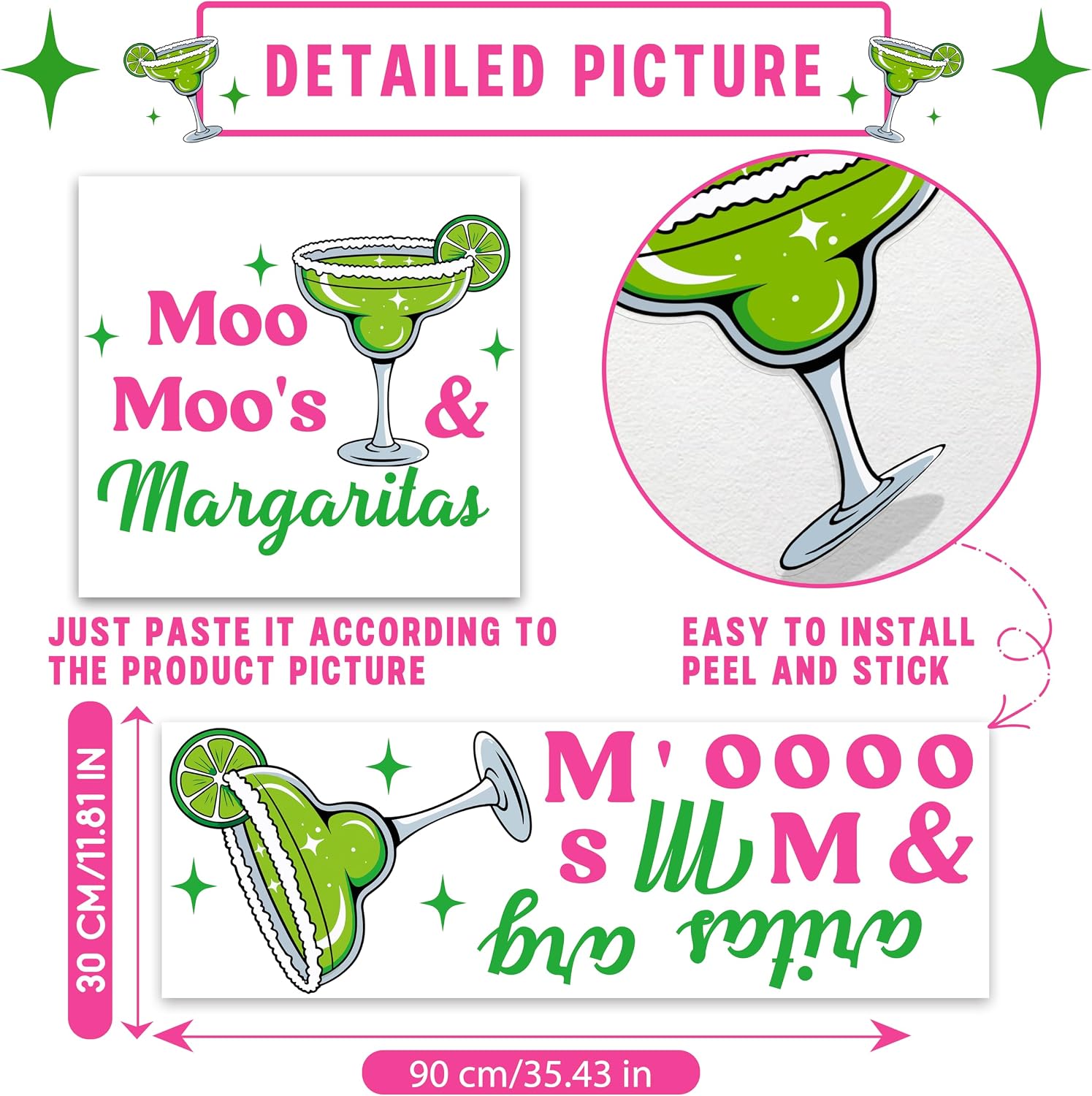 Moo Moo's and Margaritas Decal Bachelorette Party Decorations Moo Moos and Margaritas Party Decoration Supplies