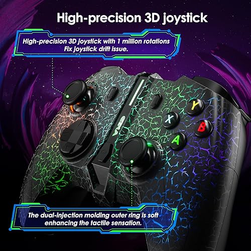 Miniatura 3 de Gina Joyfurno Game Controller, Wireless Controller Compatible with X-box OneOne XOne S, Series XS, PC, Gamepad with 6 Light Colors Unique Crack