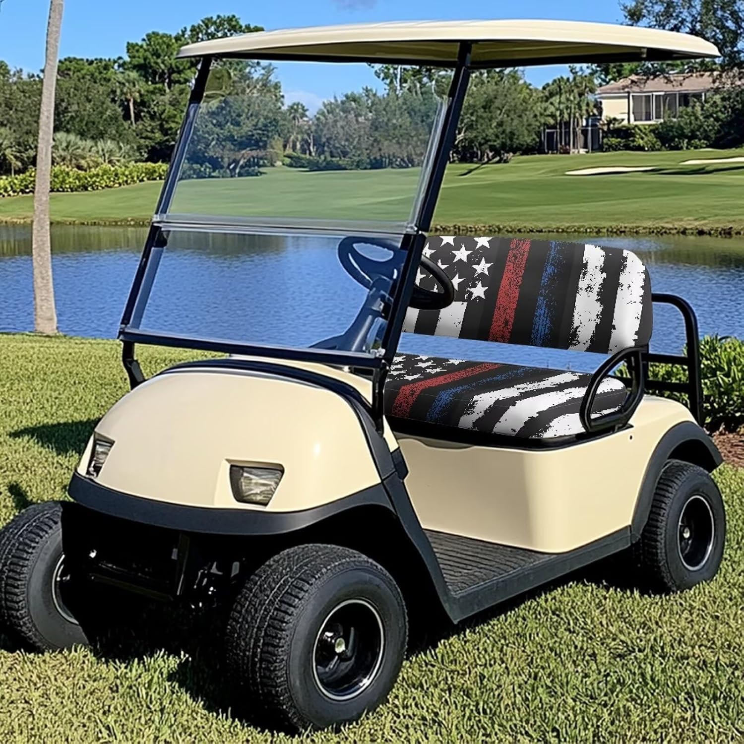 SEANATIVE Universal Golf Cart Seat Covers Breathable Club Golf Cart Seat Cushions 2 Pcs Non-Slip Golf Car Accessories Decor