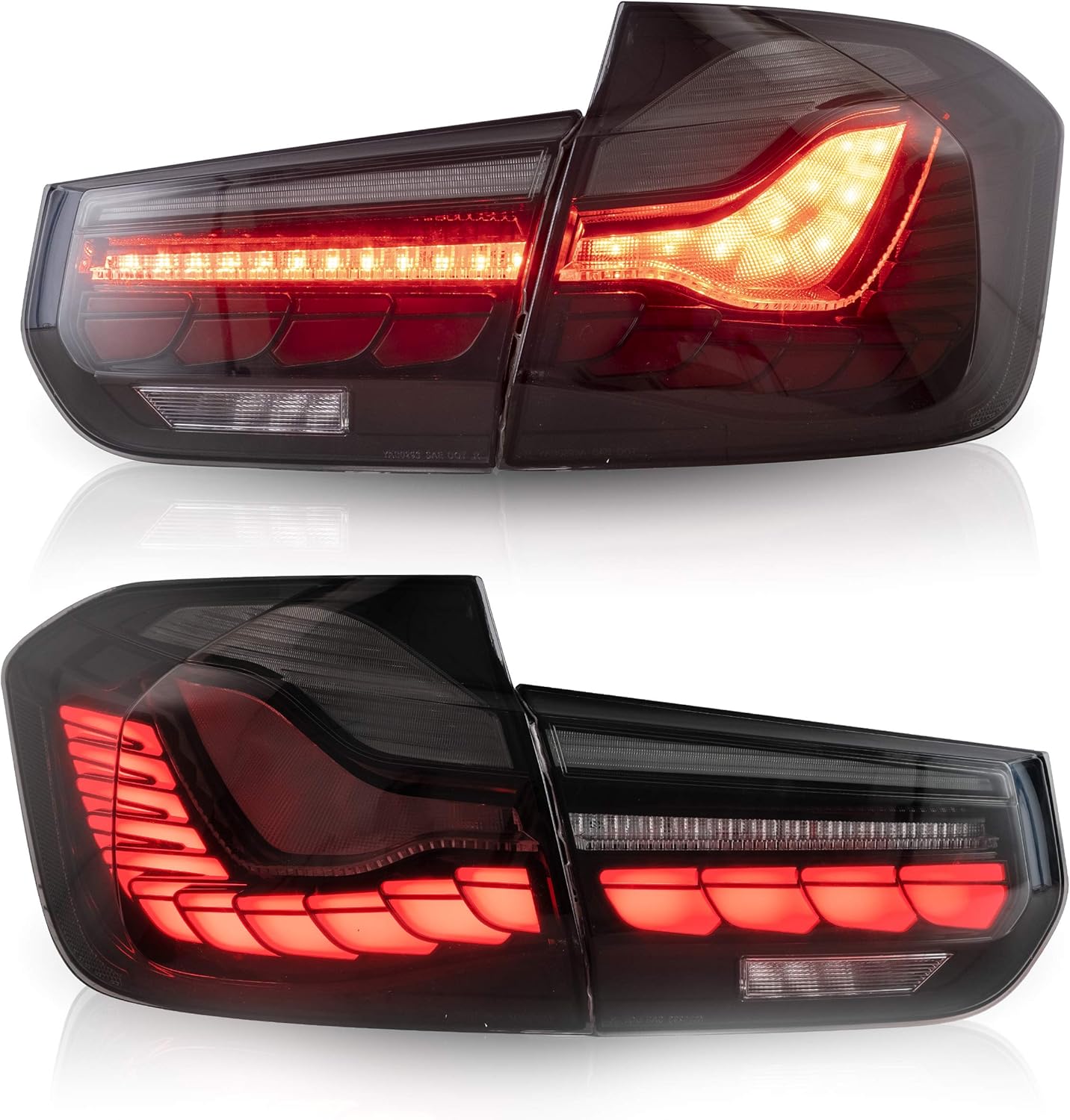 VLAND Tail lights Assembly Fit for for BMW F30 F35 (320i 328i 335i M3) 2013-2018, with Sequential Turn Signal, Reverse Lights, LED DRL light, Plug-and-play, smoked