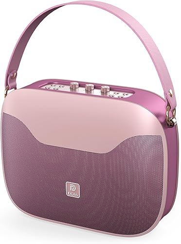 DOSS SoundBox H100 - Altavoz Bluetooth estilo bolso con panel de oro rosa y rosa cobre, sonido inmersivo de 50 W, 24 horas de reproducción física de