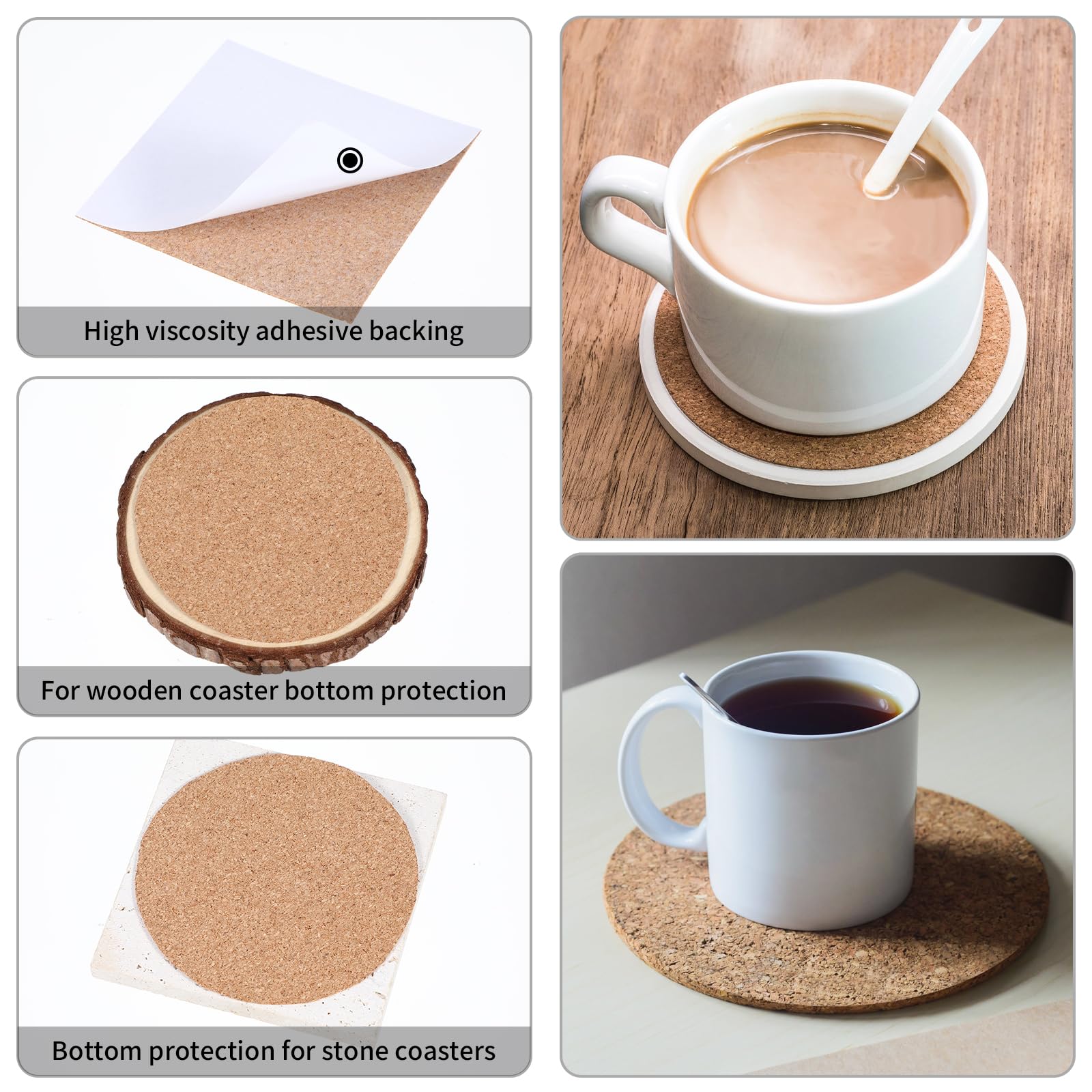 Qianyu 30 Stück Selbstklebende Korkplatten für Selbstgemachte Untersetzer Korktafeln Korkfliesen Korkmatte 10 x 10cm Rechteckig Korkplatten für Büro Schule die Wand Fußböden Untersetzer