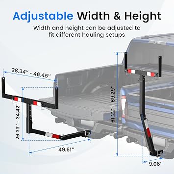 Truck Bed Extender Hitch Mount with Flag, Reflective Tape