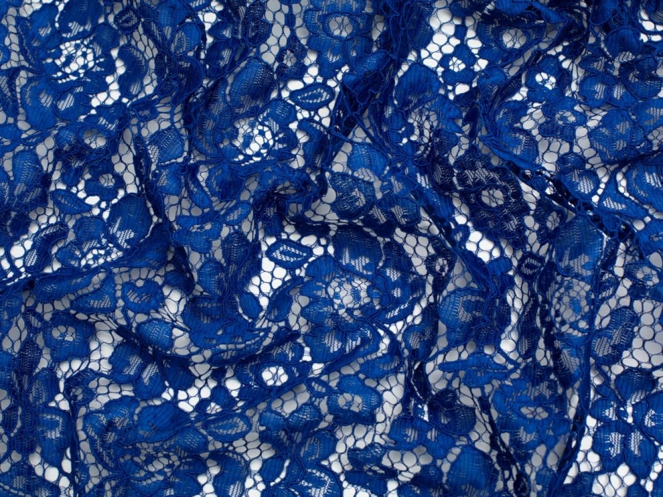 Minerva Royal Blue Corded Lace Fabric - Per Metre