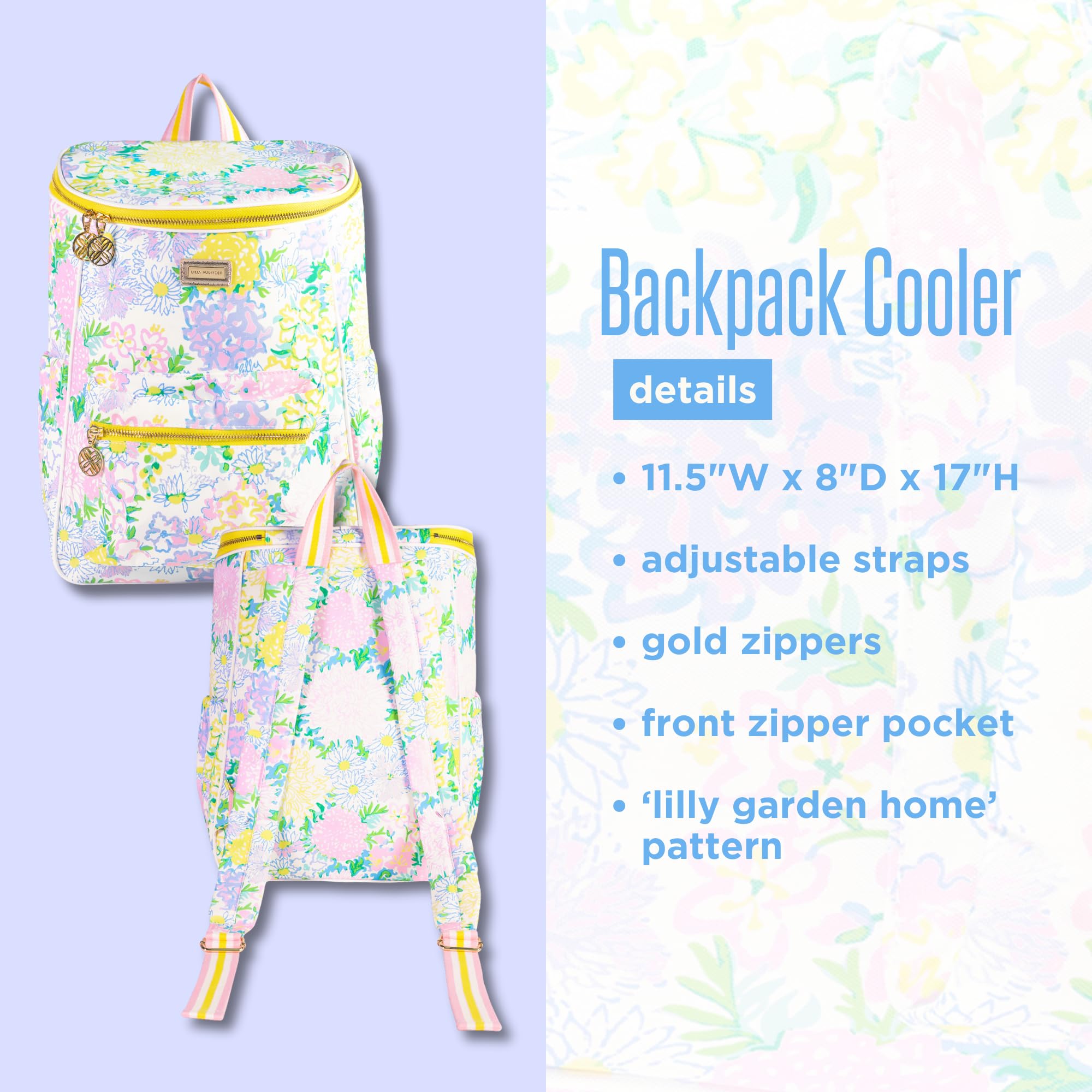 Lilly Pulitzer Blue & Green Floral Insulated Backpack Cooler Soft Bag - New Backpack Cooler | Multi | Lilly Pulitzer main image 2