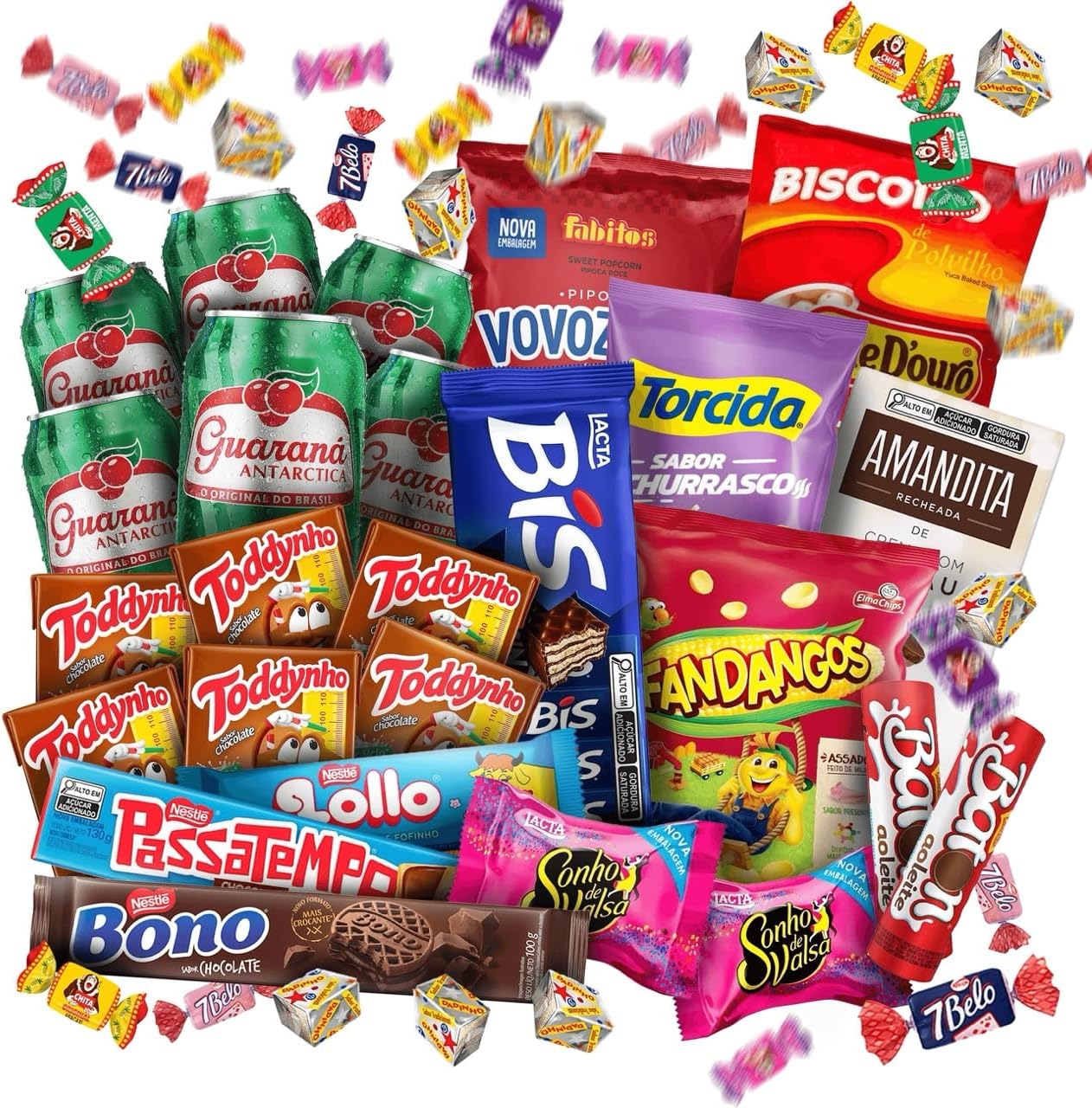 Brazilian Corner Box Variety Pack | Mixed Snacks, Cookies, Candies, Chocolates & Drinks | Brazilian Treats for Adults, Kids & Teen | 55 COUNT PACK