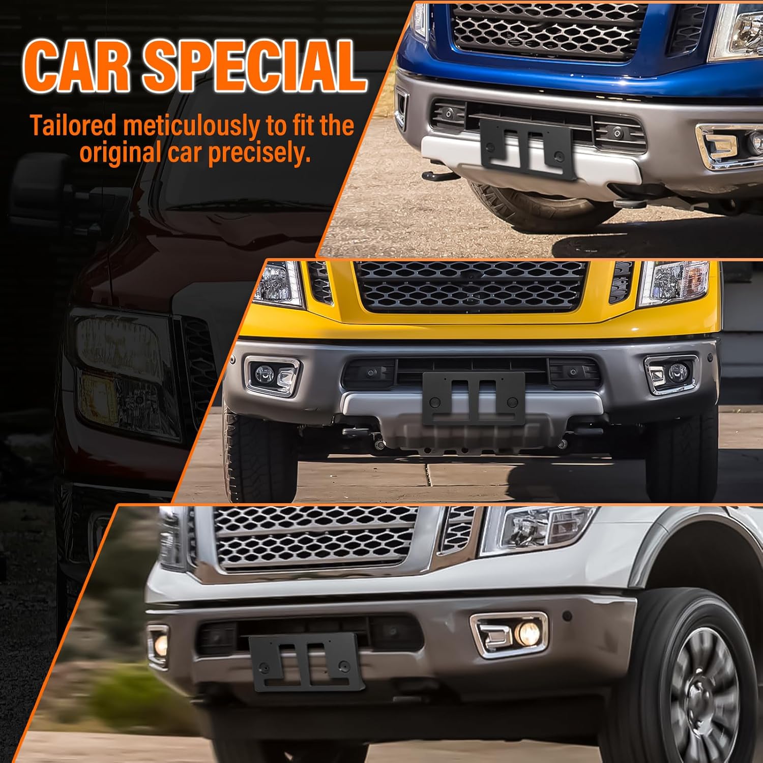 ABS Front License Plate Holder Compatible with Nissan Titan 2016-2019, Anti-Vibration License Plate Mounting Bracket, Rust-Proof Replacement Frames with Screws, Quick Installation