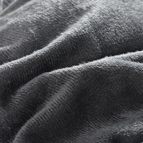 Miniatura 7 de Smoofy Juego de edredón de piel sintética, tamaño King, 3 piezas, color gris oscuro, mullido, juego de ropa de cama de terciopelo suave y lanudo de