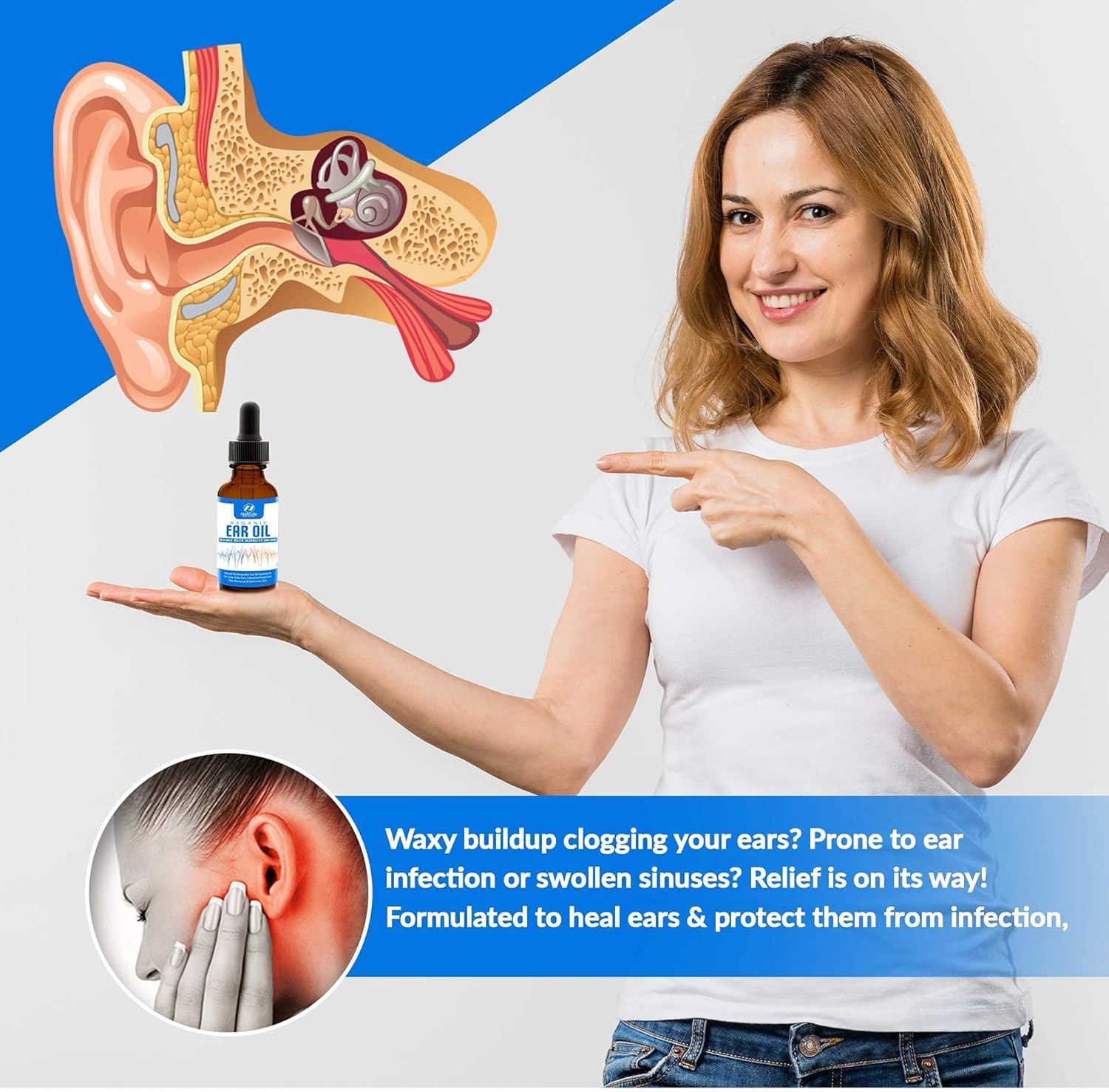 Organic Ear Oil for Ear Infections - Natural Eardrops for Infection Prevention, Swimmer's Ear & Wax Removal - Kids, Adults, Baby, & Dog Earache Remedy - Mullein, Garlic, Calendula Made in USA : Health & Household