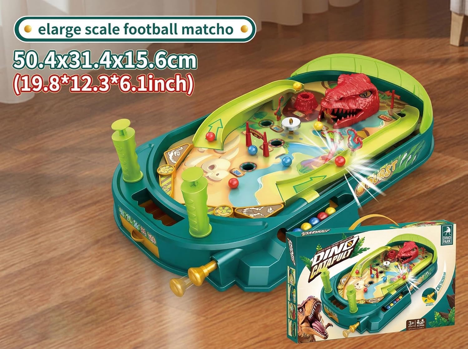 Dinosaur Pinball Machine for Kids - DIY Tabletop Arcade Game with Scoring, Multi-Track Dynamic Play, Prehistoric Stickers Included - STEM Educational Toy Gift for Boys & Girls Ages 3-14