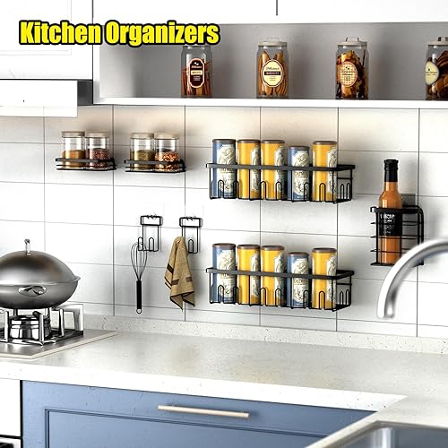 Miniatura 5 de Paquete de 7 estantes de ducha adhesivos con organizador de jabón y toallero, sin taladrar, a prueba de óxido, organizador de ducha de baño montado