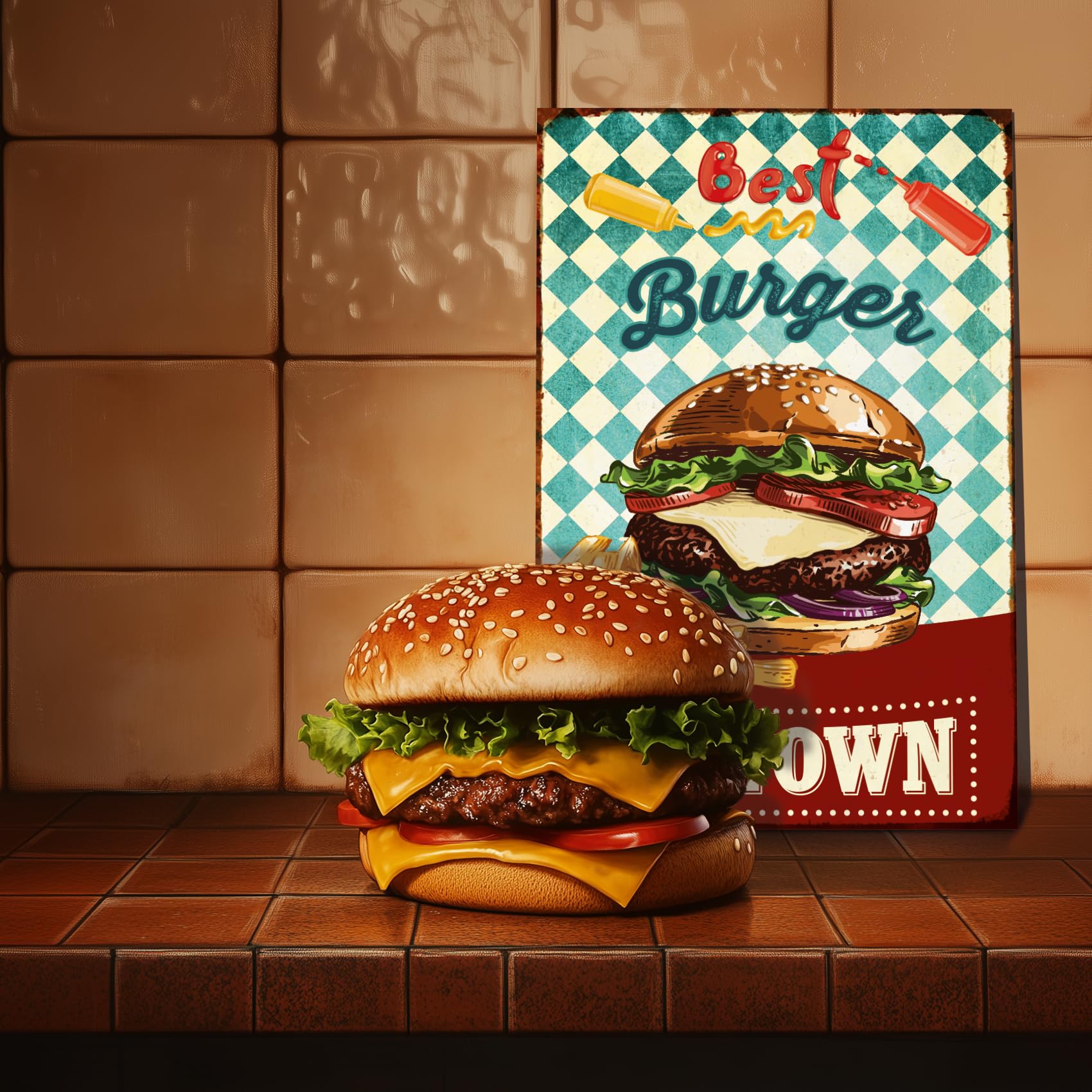 Finest Folia RV002 Aluminium Sign 30 x 20 cm Decorative Hobby Sign for Garden Living Room Garage Outdoor Decoration Retro Blackboard Hobbies Weatherproof Robust Stable RV002 (11 Burgers) - Image 2