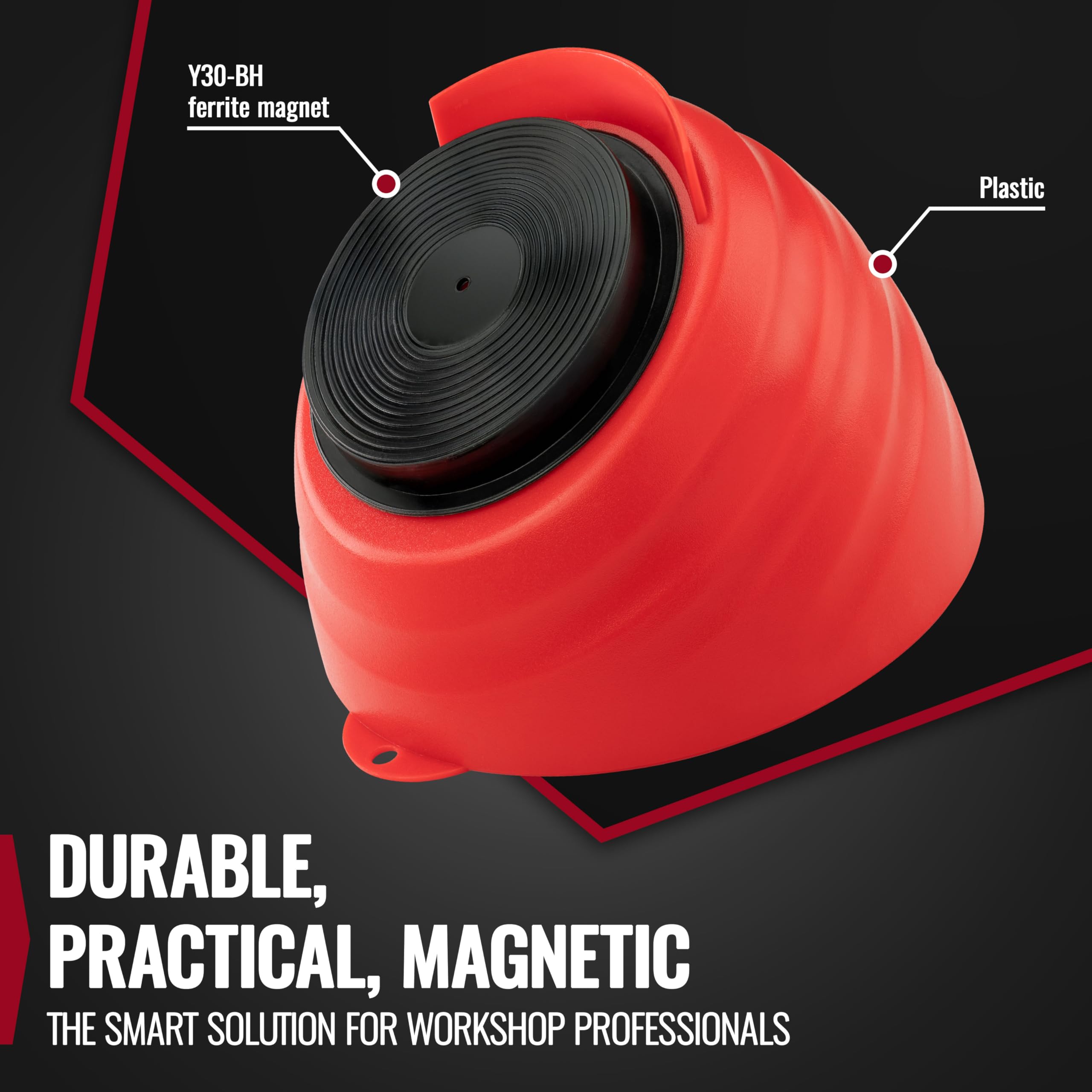 Poppstar 2 Magnetic Tool Bowls with High Edge, Round diameter 14.5 cm, Material: Plastic, Red - Image 3