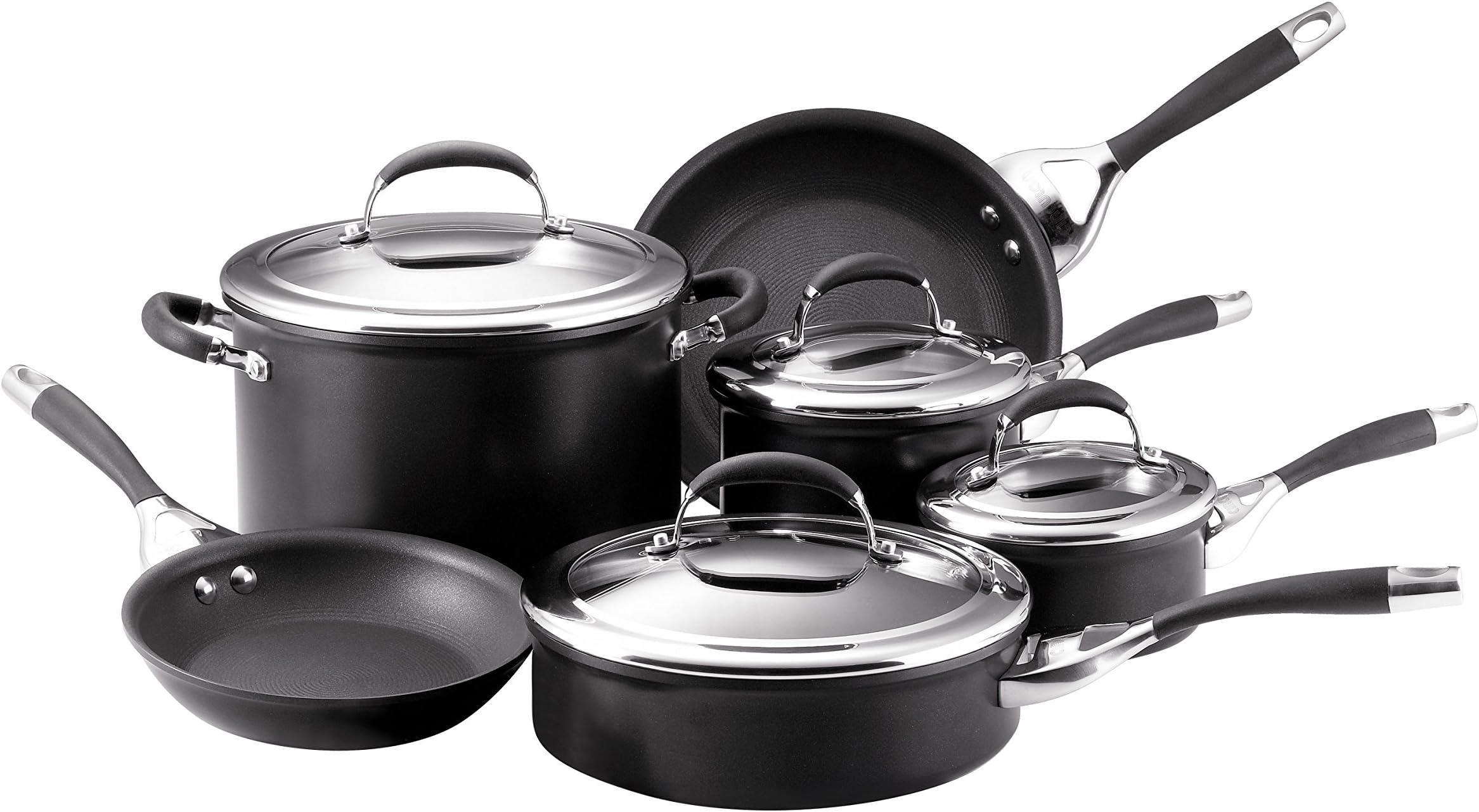 Circulon Elite Hard Anodized Nonstick Cookware Pots and Pans Set, 10 Piece, Charcoal