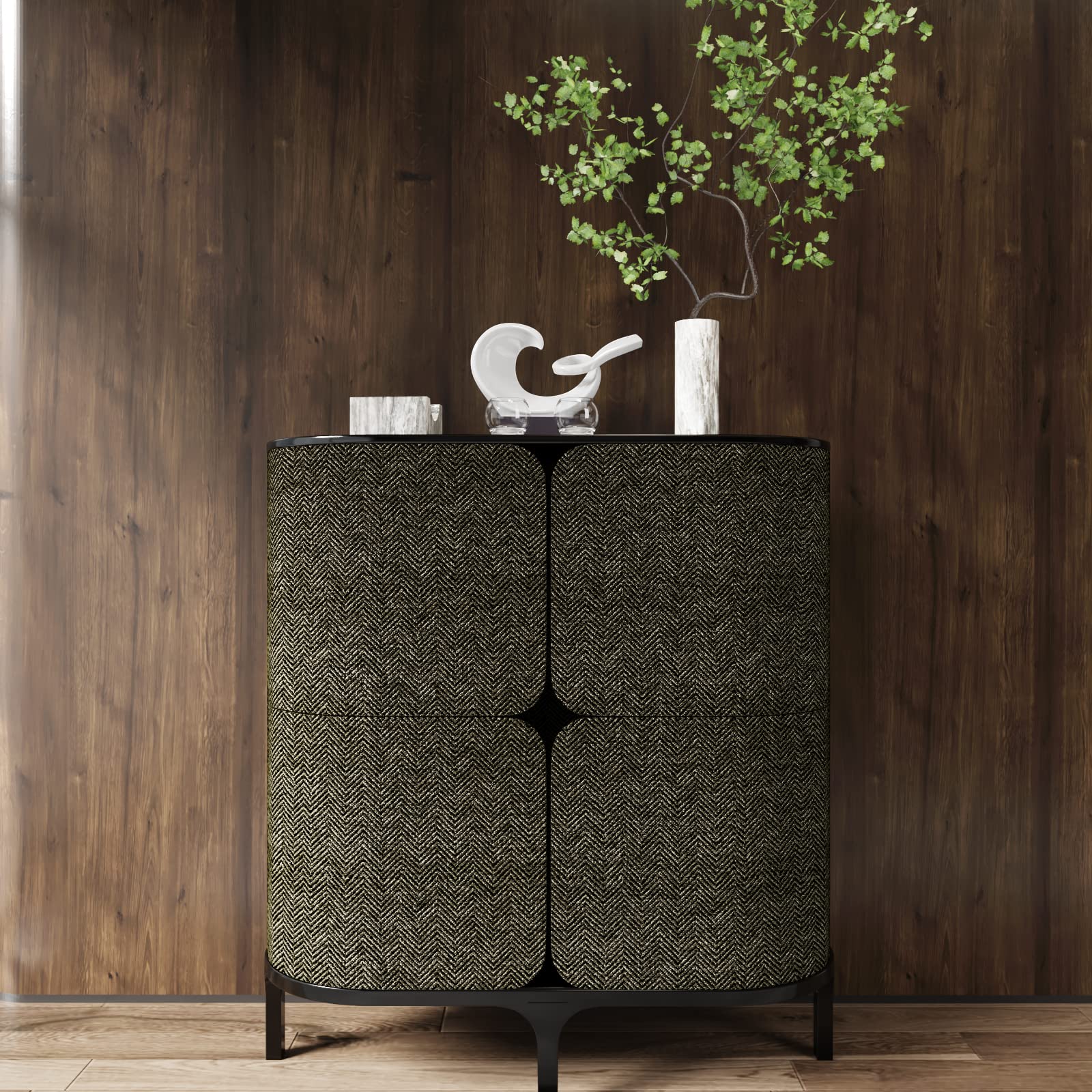 CRE8TIVE 24"x118" Black Gold Grasscloth Wallpaper Textured Wallpaper