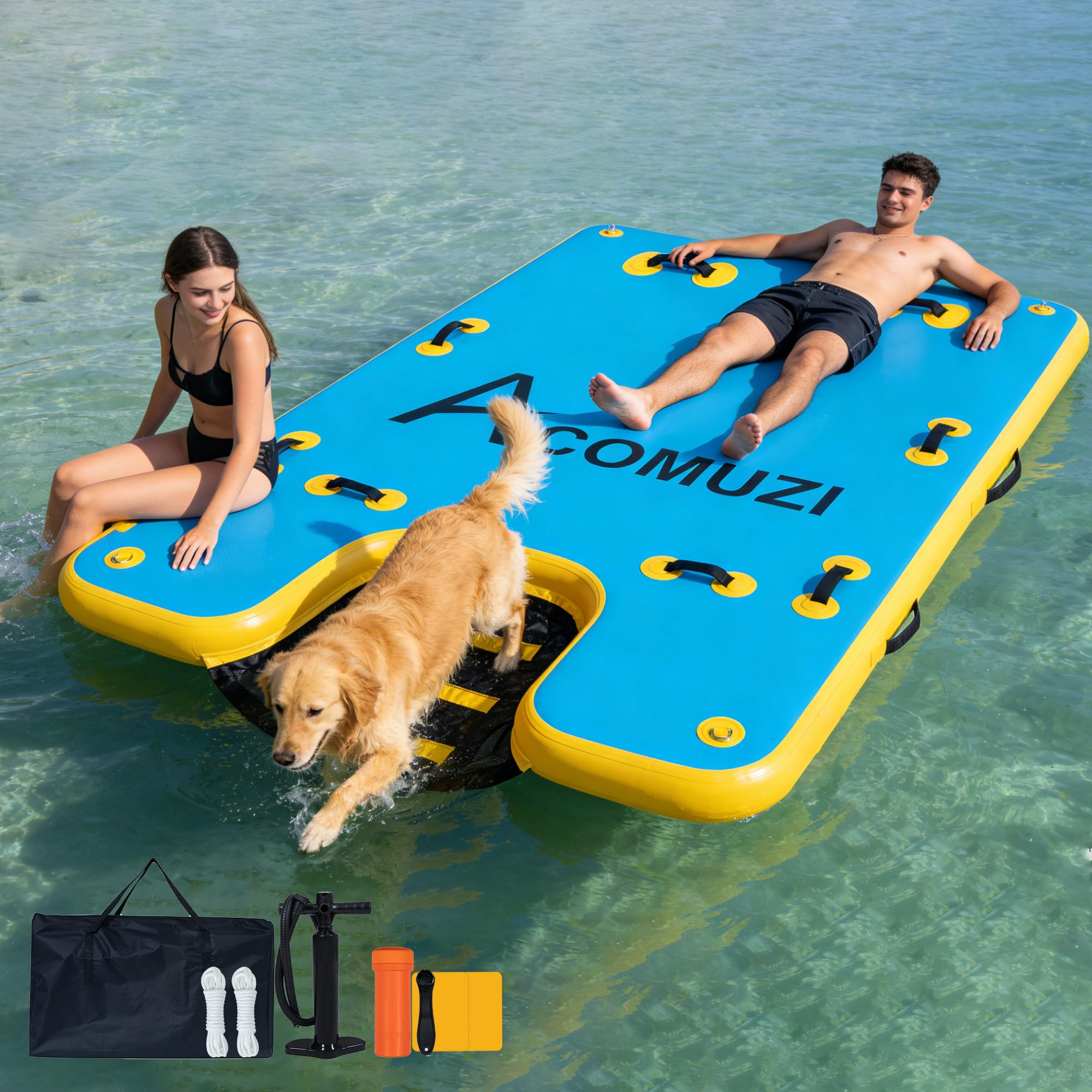 Photo 1 of ACOMUZI Inflatable Dock with Dog Ramp, 8/10/12FT Floating Dog Dock
