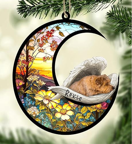 Miniatura 557 de Chow Chow Dog Memorial Suncatcher, adorno de Navidad Chow Chow con nombre, atrapador de pérdida de mascotas, regalos para los amantes de los perros
