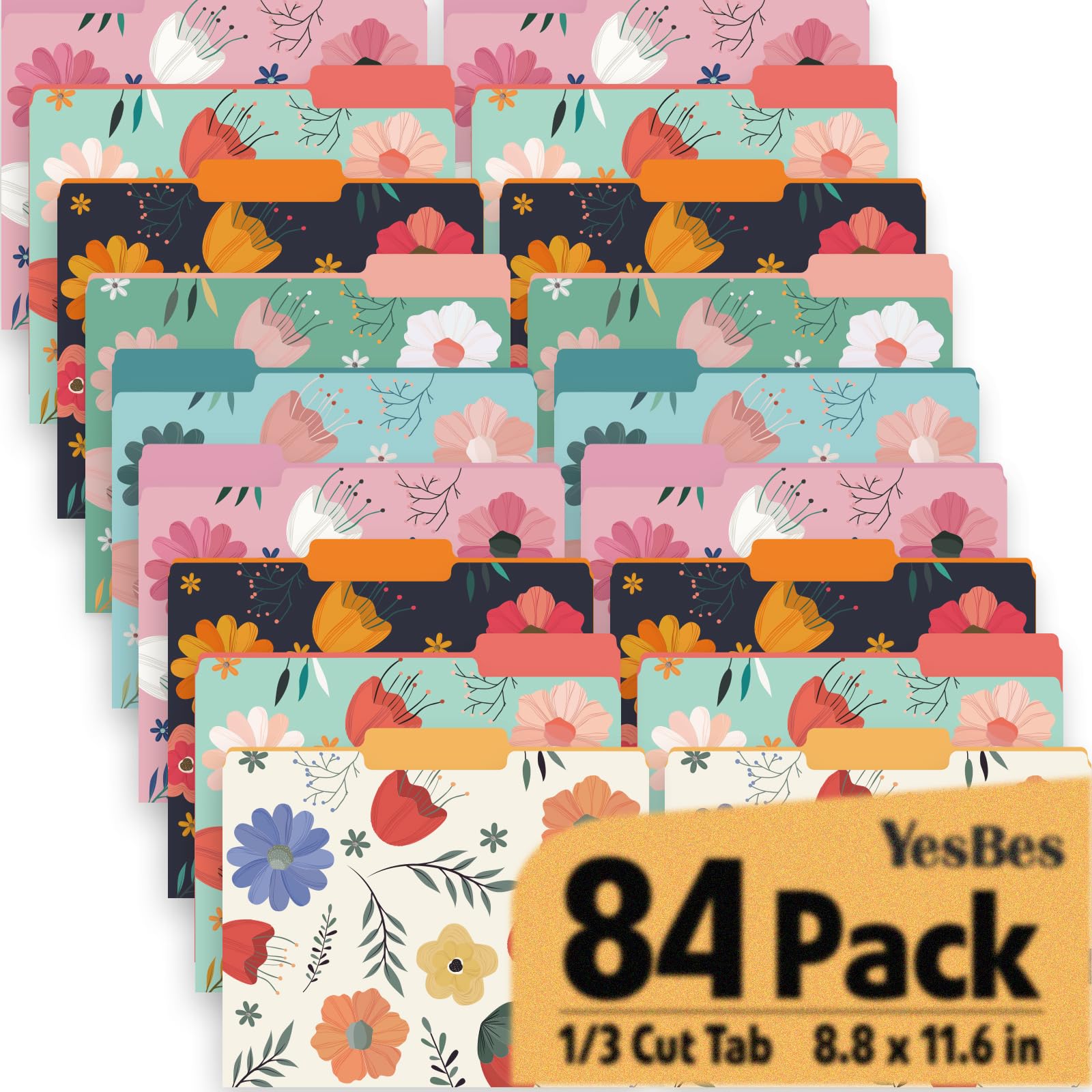 Amazon.com : 84 Pack Decorative File Folders, 1/3 Cut Tab Floral