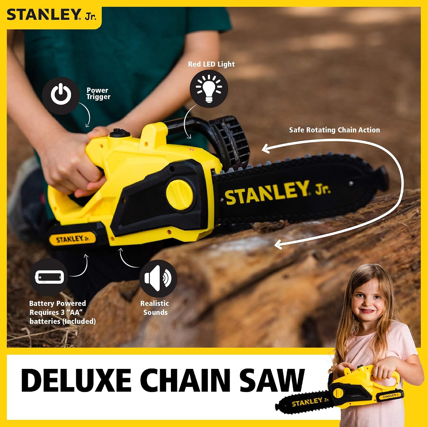 Stanley Jr. Battery-Operated Circular Saw – Realistic Pretend Play Tool for Kids | Lights, Sounds & Rotating Blade | Ages 3+ | Includes Batteries (Classic 1)