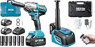 SEESII 21V Cordless Car Jack + 665FT-Lbs Impact Wrench Bundle